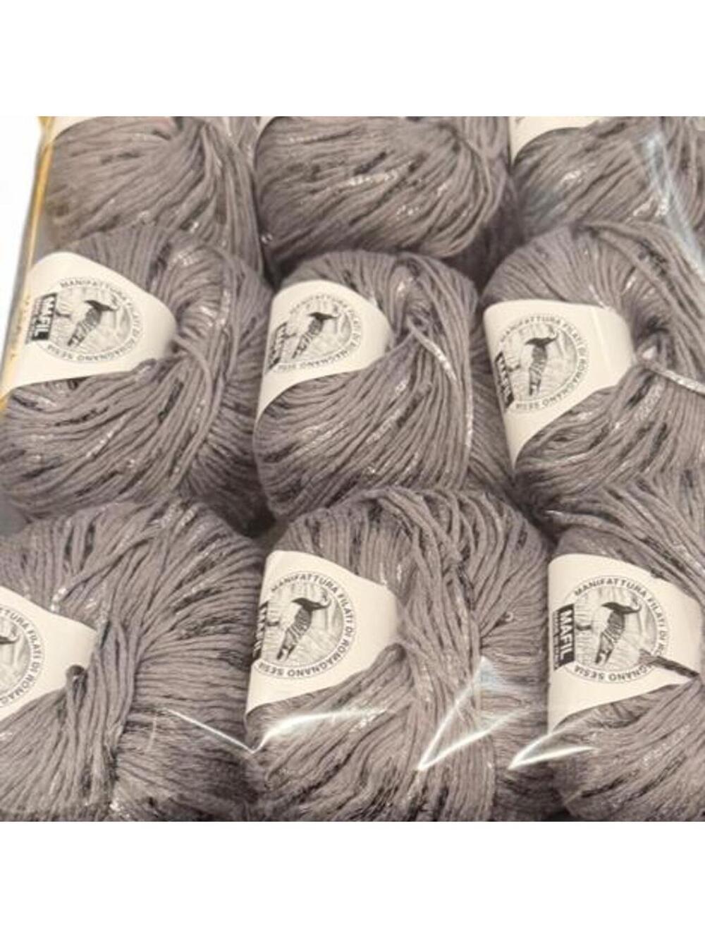 Mafil Madeira Silver Metallic Cotton Yarn Lot 9 Skeins Same Dye  Made in Italy